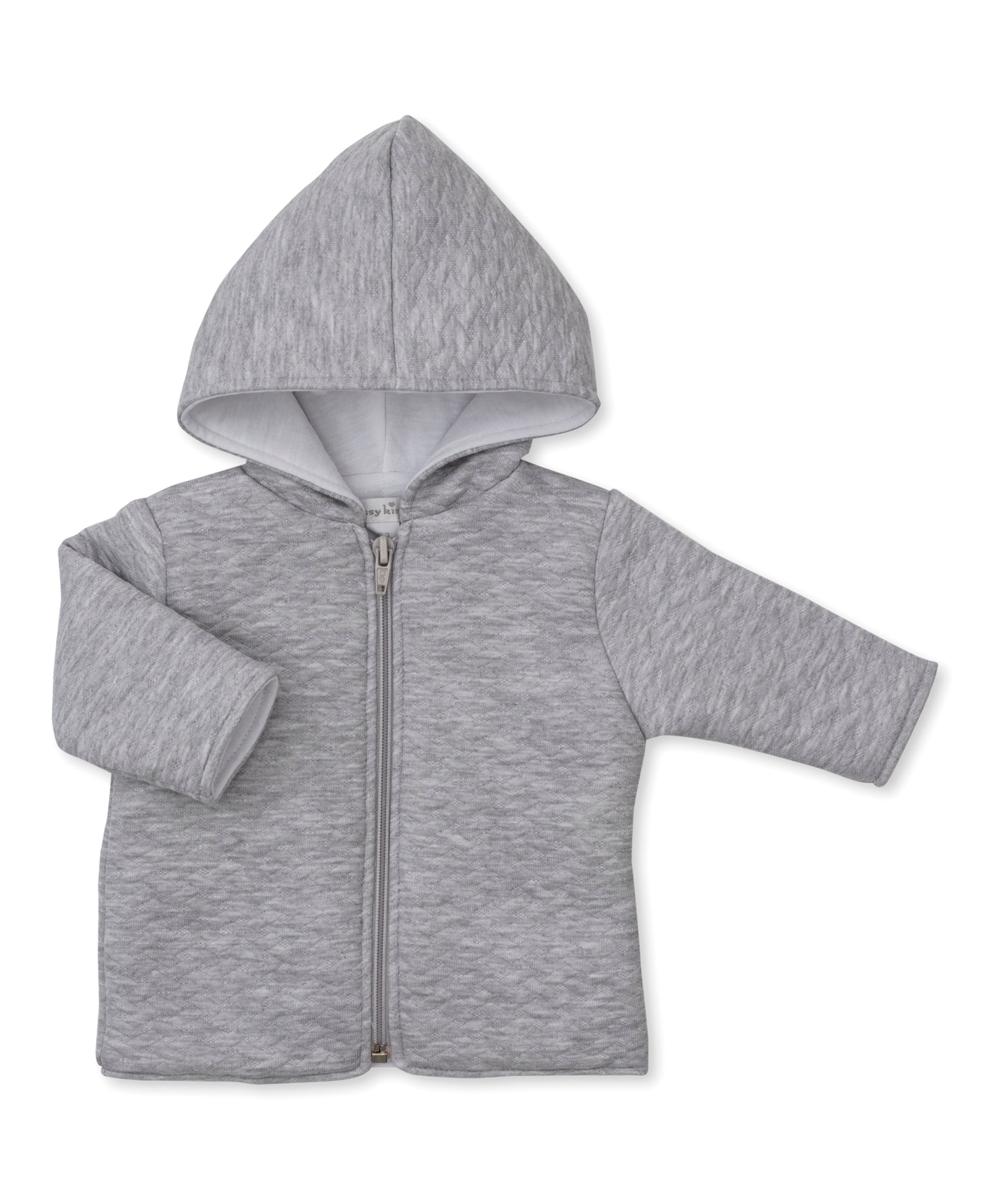 Grey Classic Jacquard Padded Zip Jacket