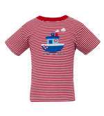 Steamship Red Knit Stripe Boy's Short Set