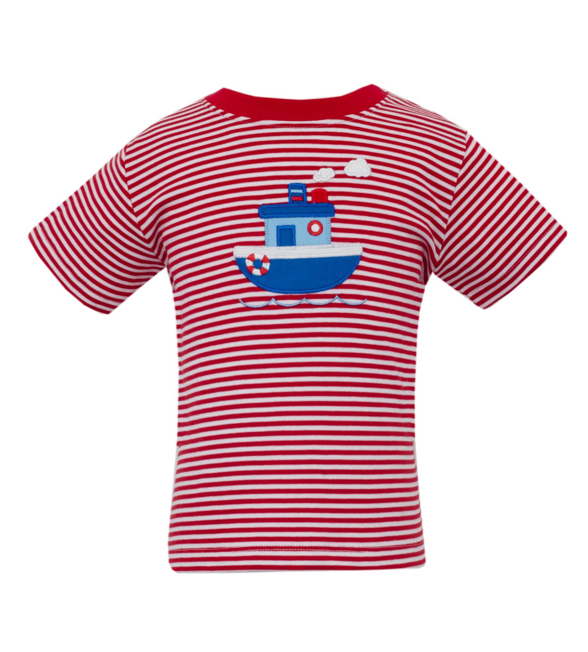 Steamship Red Knit Stripe Boy's Short Set