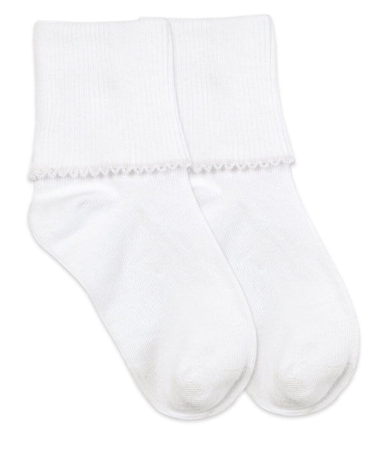 Wh/Wh Tatted Edge Sock