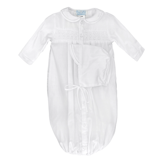 White Smocked Gown w/ Hat