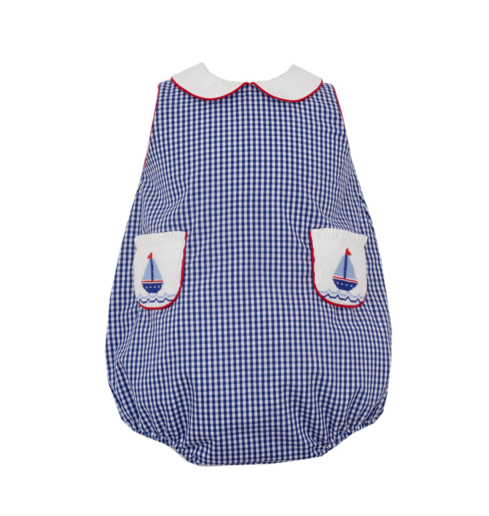 Sailboats Navy Gingham Girl's Sunbubble w/Pockets