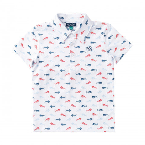 Americana Fish Print SS Pro Performance Polo