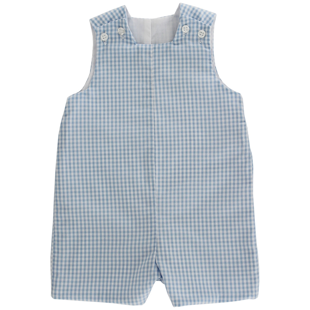 Light Blue Check John John Short w/ Tab