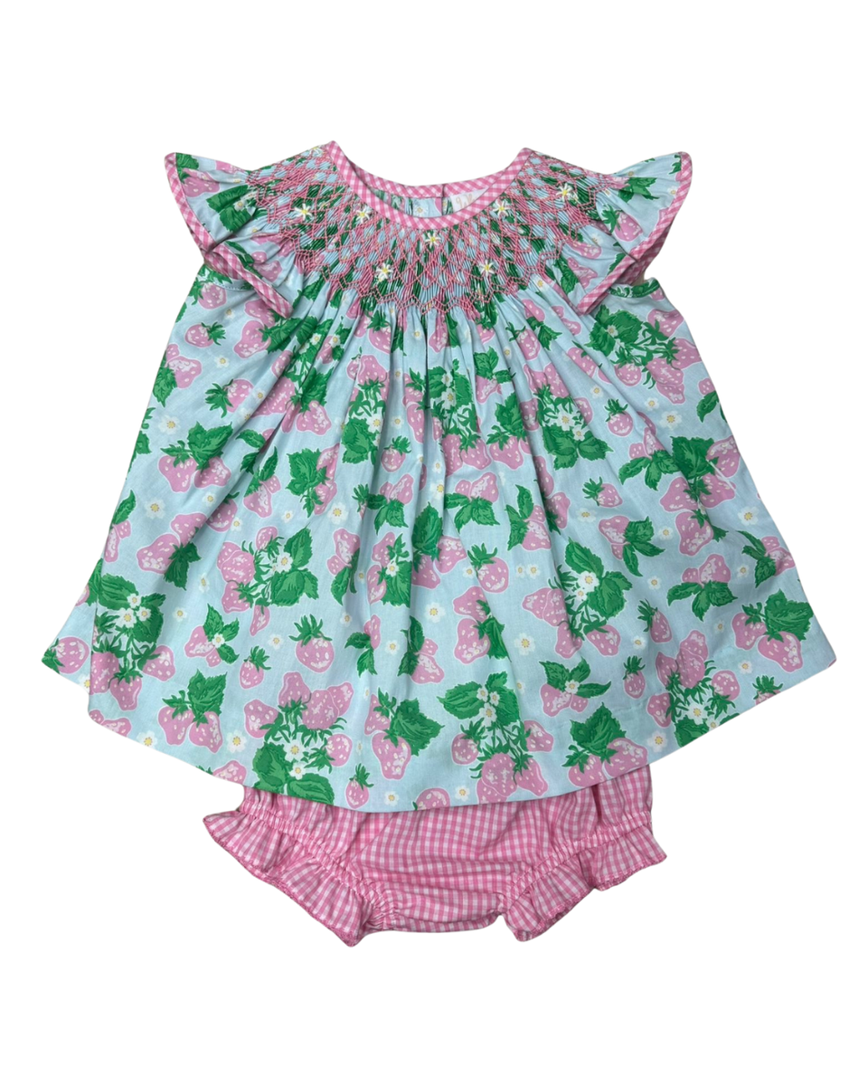 Strawberry Patch Smocked Bloomer Set