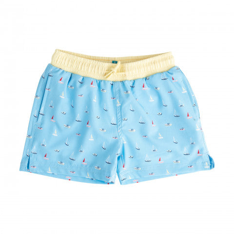 Baltic Sea Boats in the Bay Boogie Board Swim Trunk