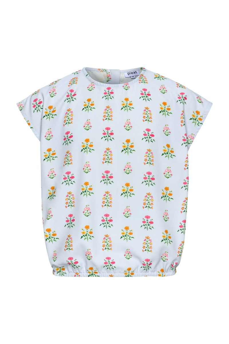 Emma Top Blue Floral Block Print