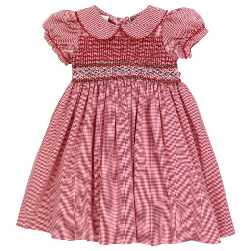 Red Christmas Check Geometric Dress