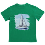 Sailboat On Green SS Logo Tee