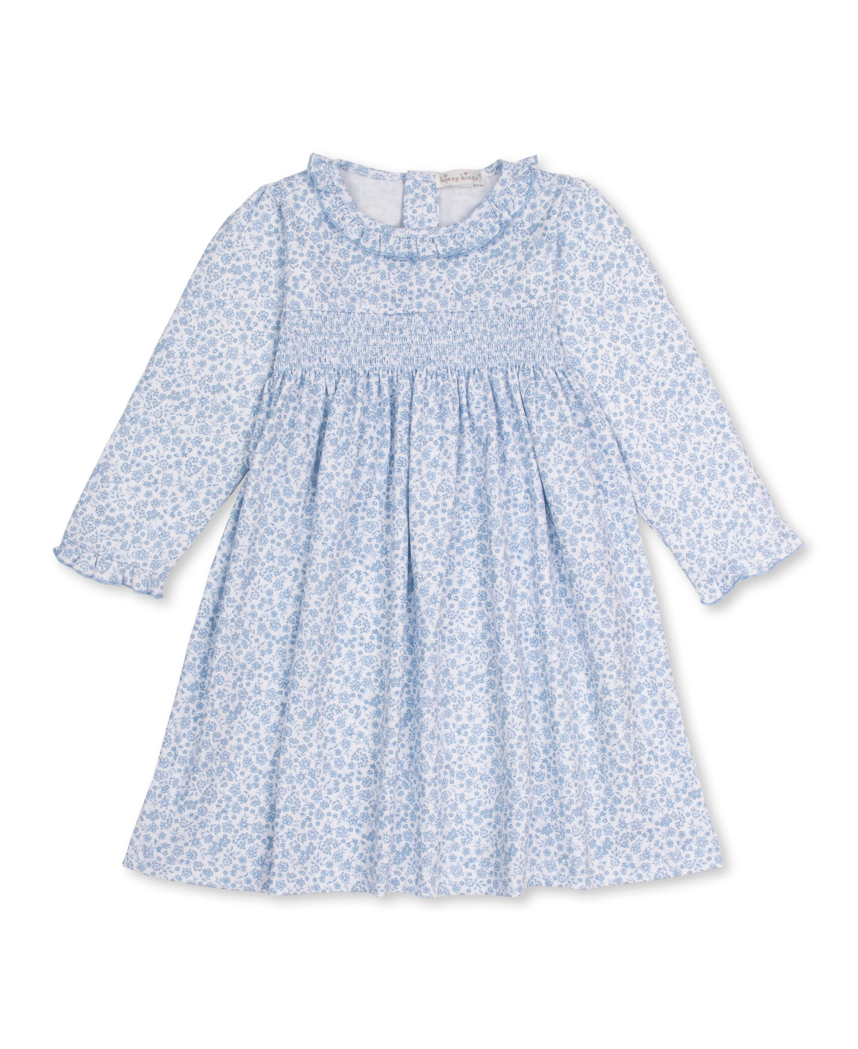Pre-Order Fall Blooms Smocked Dress Light Blue